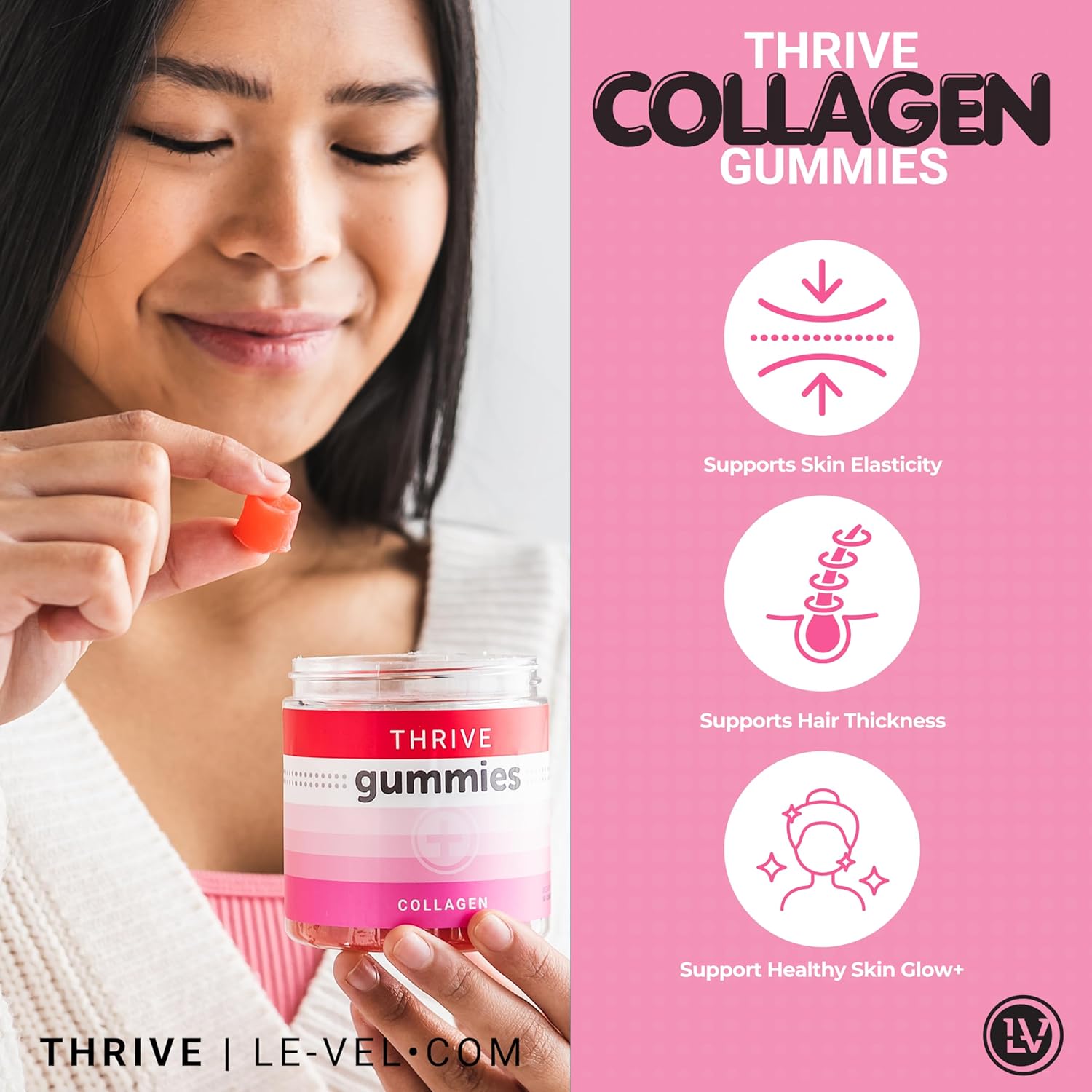 Le-Vel Thrive Collagen Gummies | 30 Servings | Hair, Skin & Nails Support with Biotin & Collagen