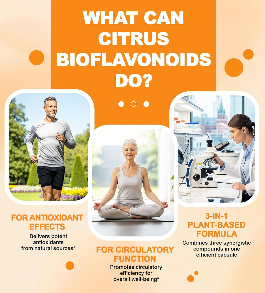 Citrus Bioflavonoids for Circulation | Citrus Bioflavonoids Supplement for Antioxidant | Bioflavonoids Supplements 1500mg with Quercetin & Rutin | Vegan Gluten Free | 120 Capsules