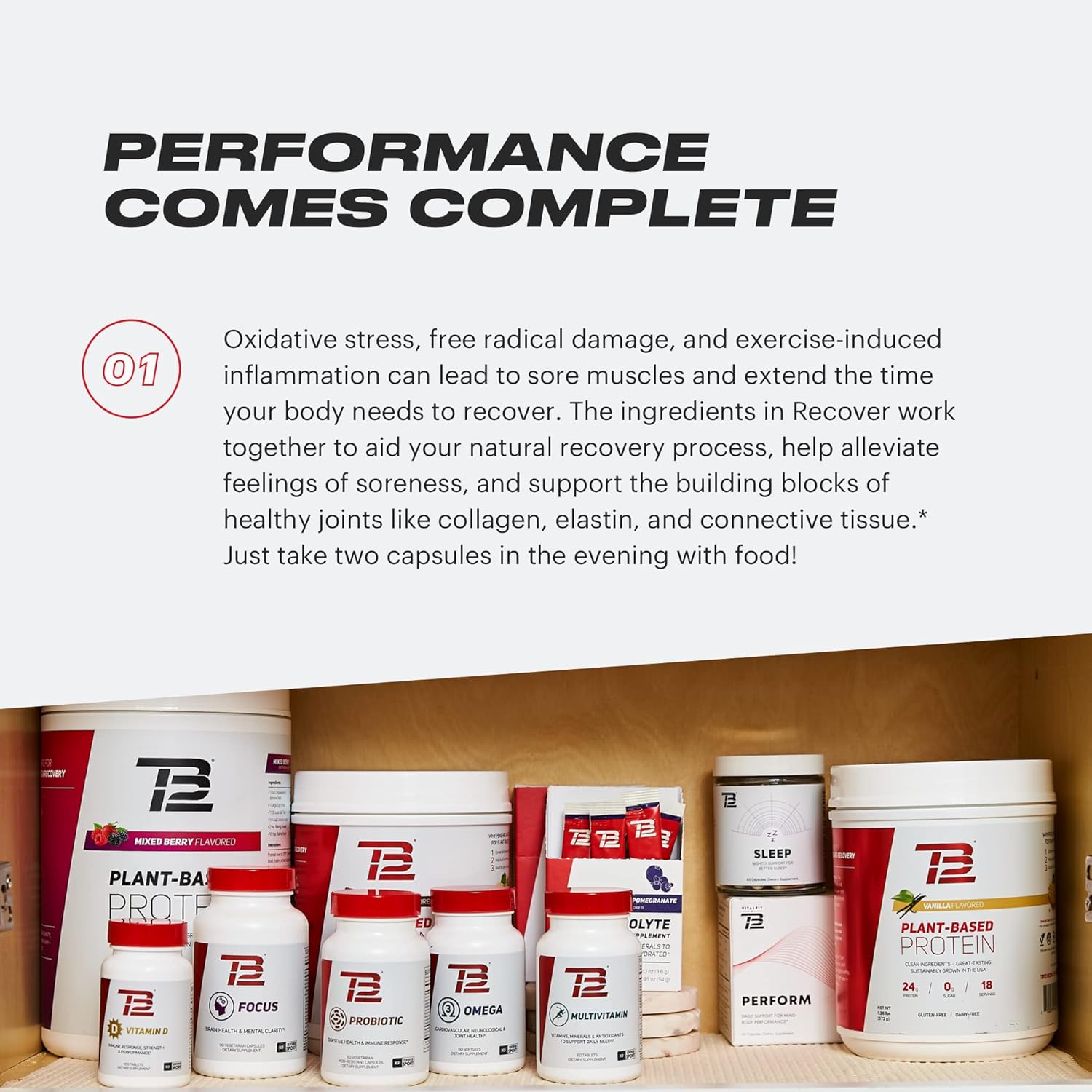 TB12 Recover - Premium Natural Recovery Supplement with Tart Cherry, Egg Membrane, Curcumin, and Boswellia to Support Muscle Recovery, and Joint Mobility