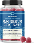 Magnesium Glycinate Gummies 600MG | Sleep, Calm & Relaxation Support | 60MG Elemental Mag Per Serving | Grape Flavor, Gluten-Free | High Absorption Magnesium Gummies for Women, Men & Family | 60 Ct