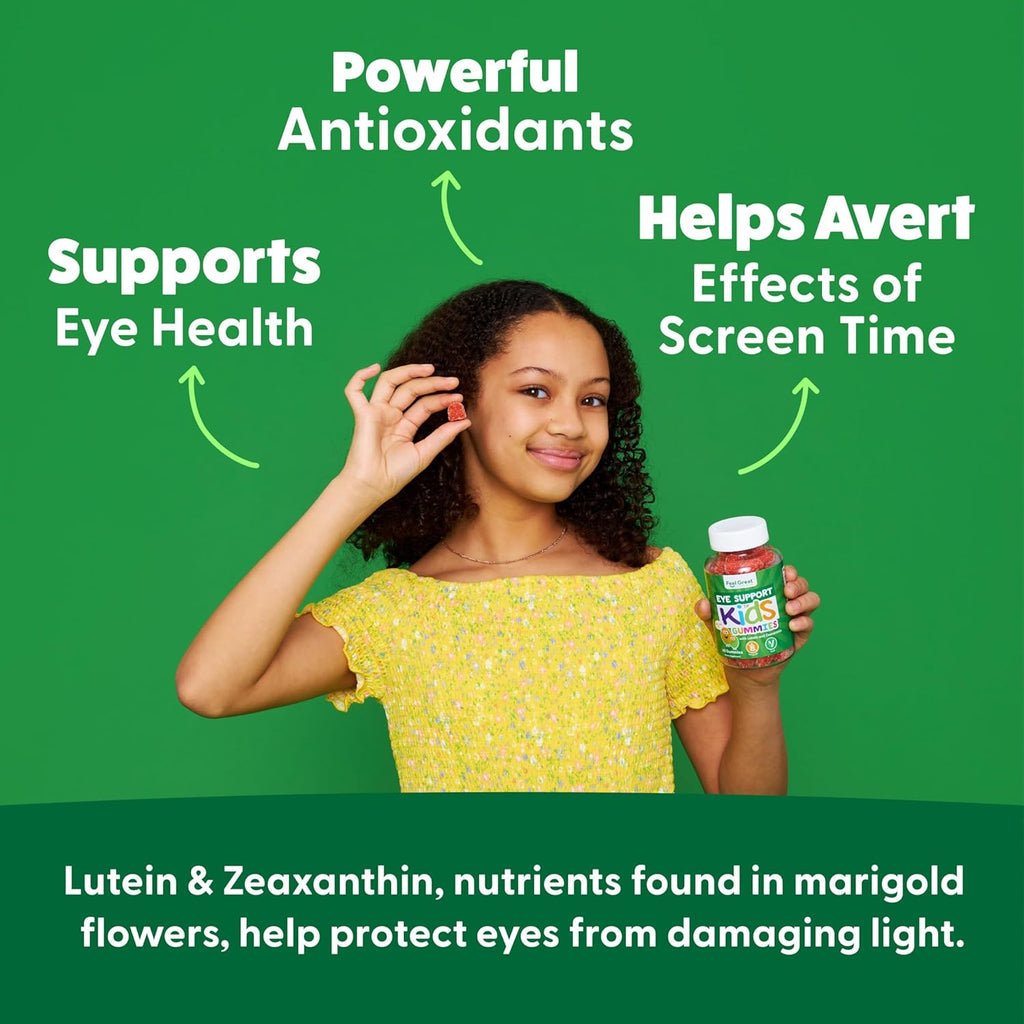 Feel Great Kids Gummy Vitamins for Eyes | Essential Eye Vitamins Lutein and Zeaxanthin | Mango Flavored Vegan Eye Vitamins for Kids | Gluten Free | 60 Day Supply