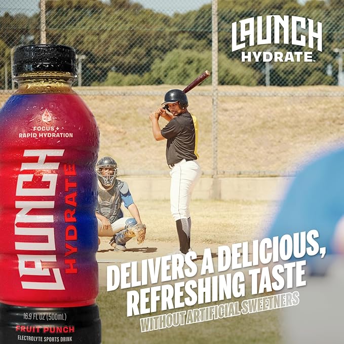 Sports Drink: Fruit Punch Flavor - 16.9 Oz (12 Pack), Energy Drink + Hydration, Real Cane Sugar, Electrolytes, Cognizin for Focus, Vitamin B12 Energy Boost, L-Glutamine Hydration Formula, No Artificial Sweeteners, Colors, or High Fructose Corn Syrup – ...