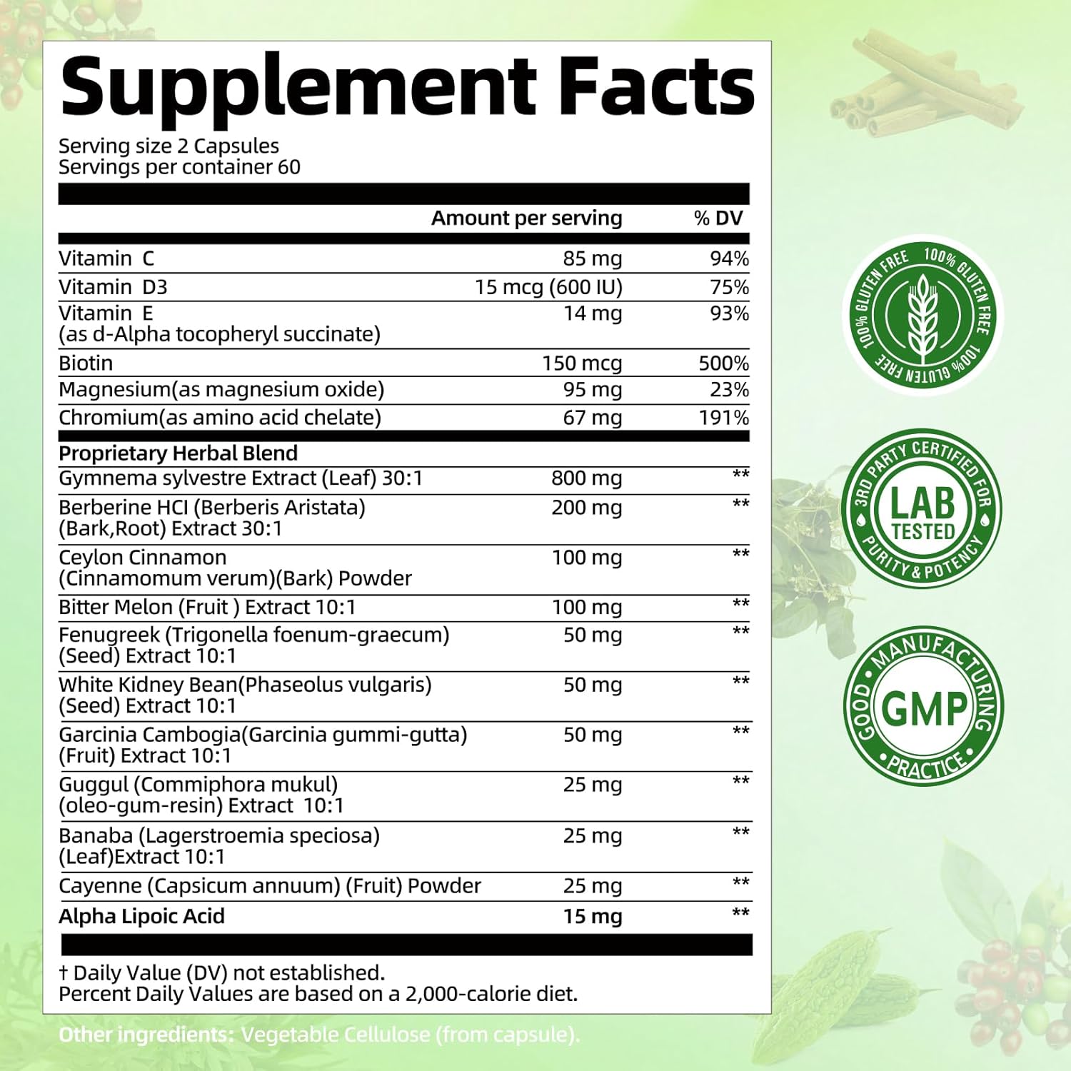 Gymnema Sylvestre Supplement 2 Pack (120 Capsules Each) | 17-in-1 Herbal Blend with Cinnamon, Berberine HCI, Bitter Melon & Chromium – Supports Metabolic Wellness & Energy Production