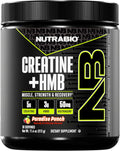 NutraBio Creatine + HMB- Creatine Monohydrate with HMB Powder for Muscle Growth, Increased Strength- 30 Servings (Paradise Punch)