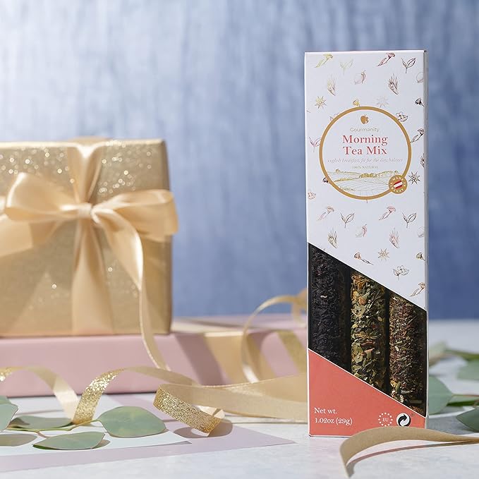 Gourmanity Morning Loose Tea Sampler Gift Set, 3 Flavors to Start your Day the Right Way with Herbal Blend Tea to Balance and Soothe all the Senses, Product of Austria, 1.02oz