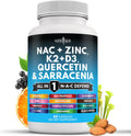 NEW AGE NAC Supplement N-Acetyl Cysteine- with Vitamin D3, K2, Zinc, Quercetin, Triphala, Sarracenia Purpurea, Elderberry, Holy Basil, Bee Propolis, Bromelain, L-Lysine - 60 Count