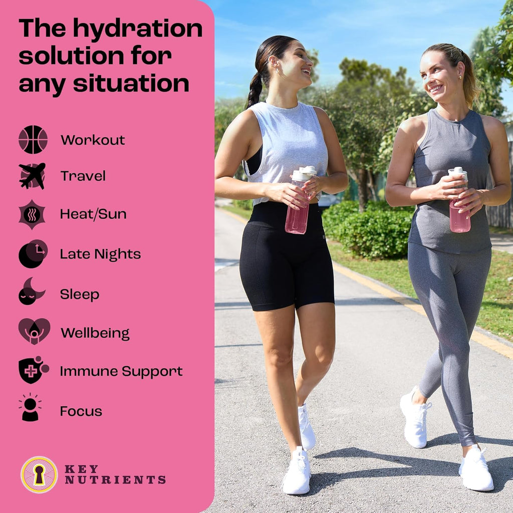 KEY NUTRIENTS Electrolytes Powder Packets - Fresh Pink Lemonade 20 Pack Hydration Packets - Travel Hydration Powder - Made in USA - No Sugar, No Calories, Gluten Free