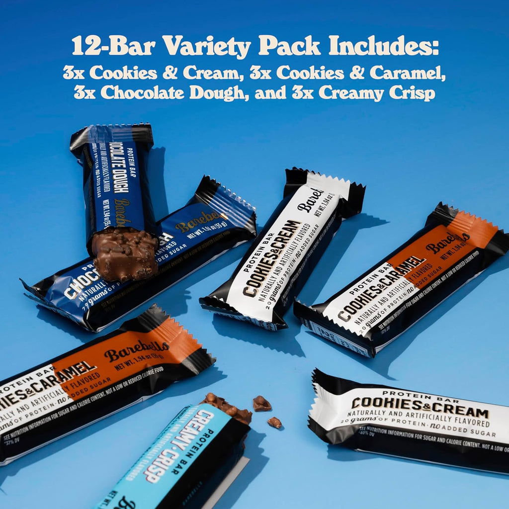 Barebells Protein Bars People's Choice Variety Pack – 12 Bars, Nutritious Snacks with 20g of High Protein - Chocolate Treat with 1g of Total Sugars - Perfect on The Go Breakfast Bars