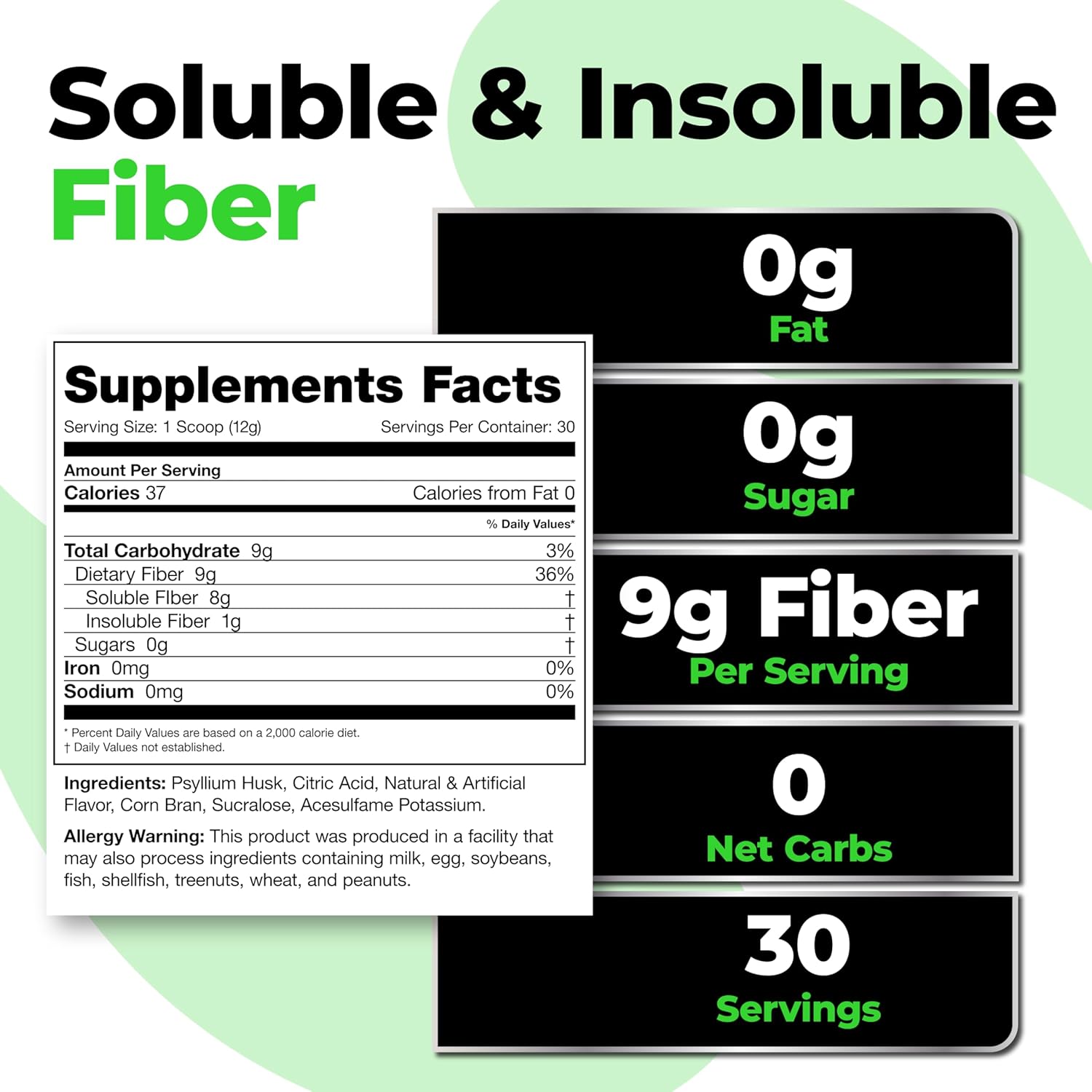 Species Nutrition Fiberlyze Fiber Supplement, Psyllium Based Soluble & Insoluble Fiber Powder for Healthy Colon, Digestive Functions (Mango, 30 Servings)
