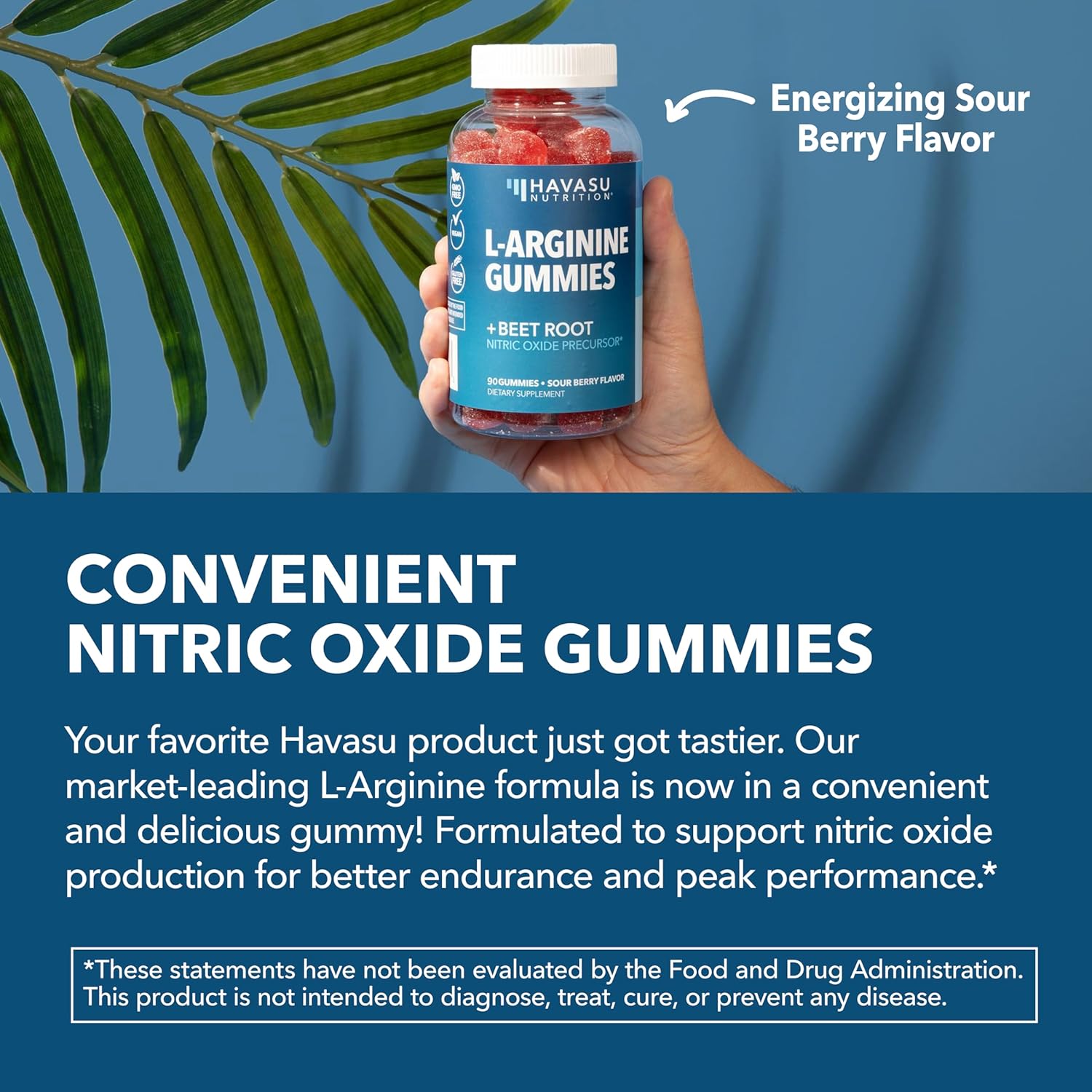 L-Arginine Gummies with L-Citrulline and Beet Root - Nitric Oxide Supplement - 90 Count - Energy, Endurance, and Recovery Support - Vegan, Non-GMO - Energizing Sour Berry Flavor, 30-Day Serving
