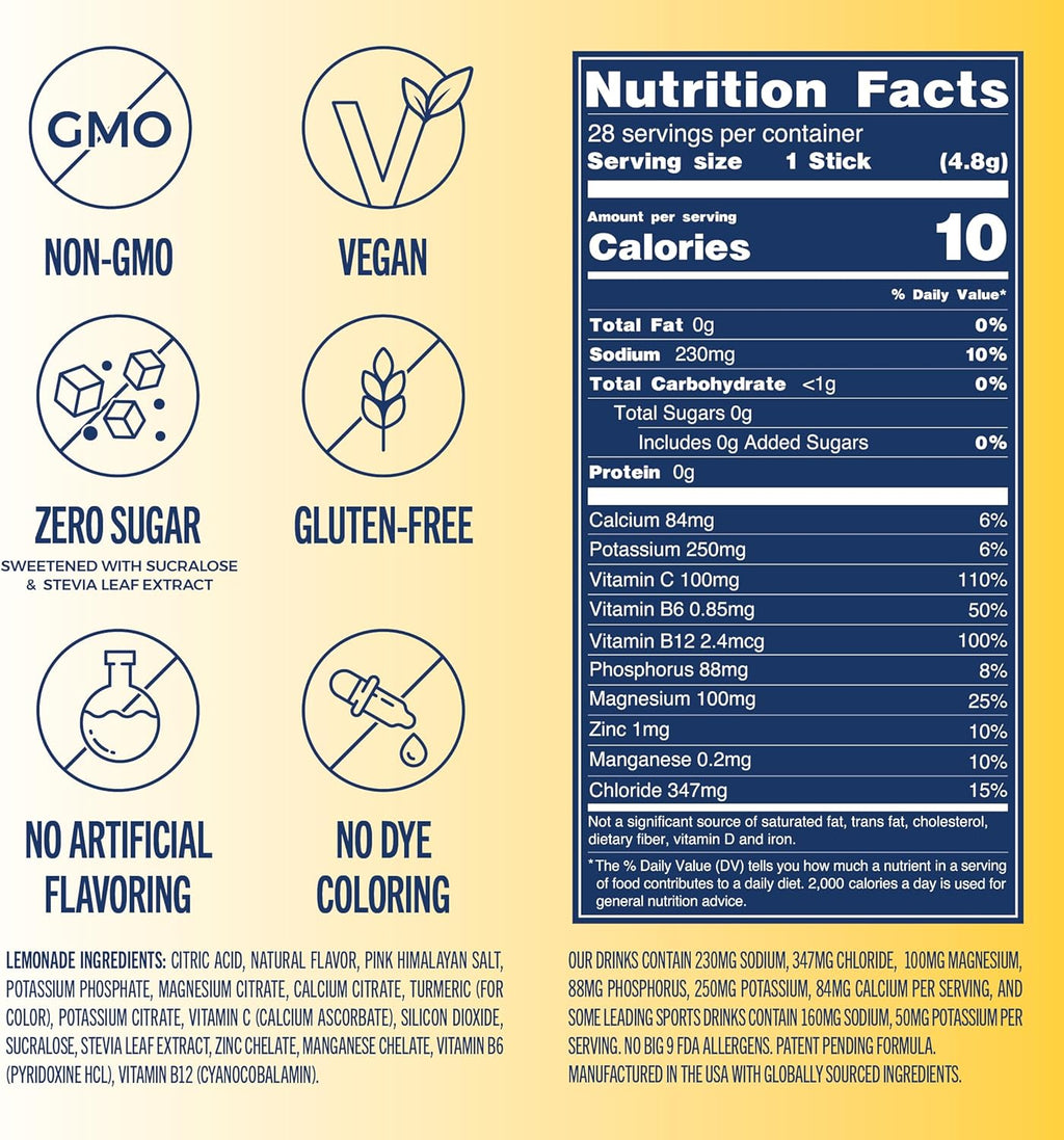 TREVI™ Sugar Free Electrolytes - Drink Mix Hydration Powder Packets - 8 Count - Lemonade