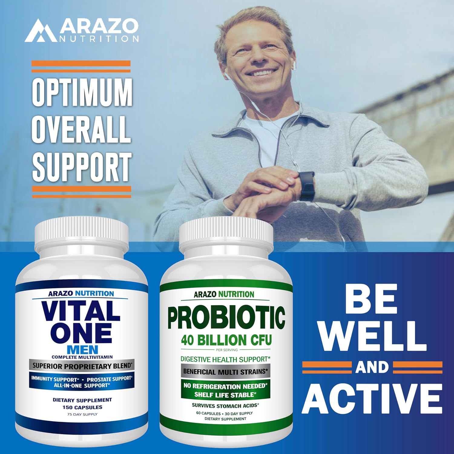 Arazo Nutrition Vital One Multivitamin for Men – Daily Wholefood Supplement - 150 Vegan