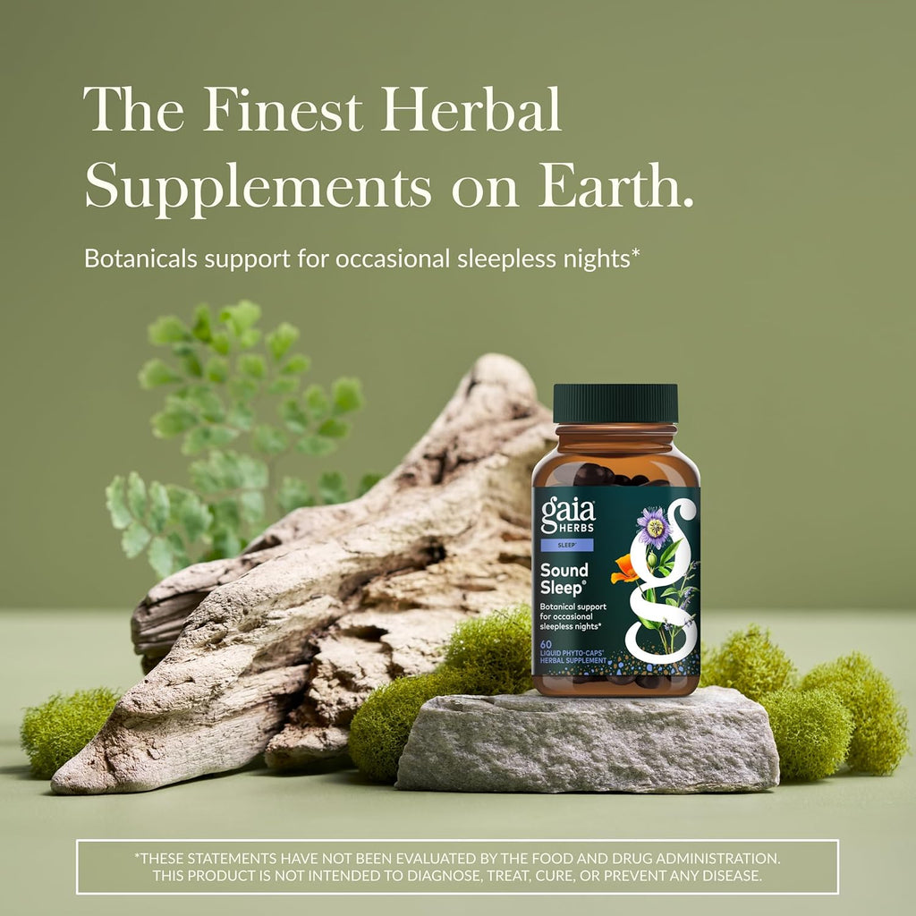 Gaia Herbs Sound Sleep - Natural Sleep Support to Promote Calm & Relaxation - with Valerian Root, Passionflower & More - 60 Vegan Liquid Phyto-Capsules (20-Day Supply)