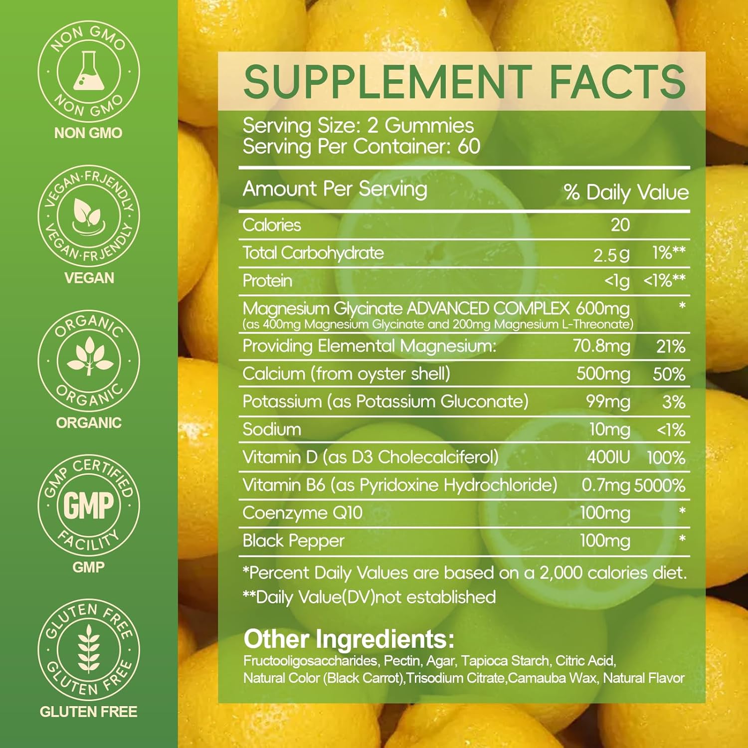 Magnesium Glycinate Gummies 600mg, Chewable Magnesium Supplements for Adults, Men and Women, Vitamin D, B6 and CoQ10, Potassium Magnesium Gummy for Sleep, Relaxation, Brain & Muscle, 120 Gummies