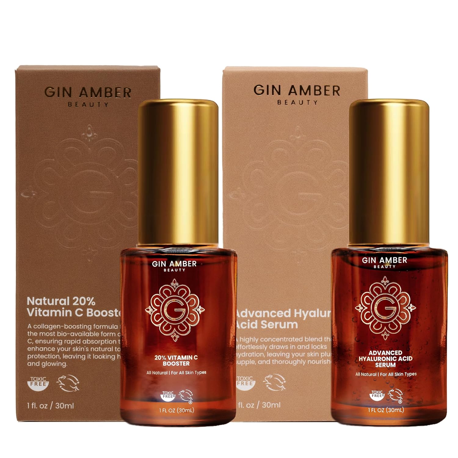 Gin Amber Beauty Vitamin C 20% Serum + Hyaluronic Acid Serum
