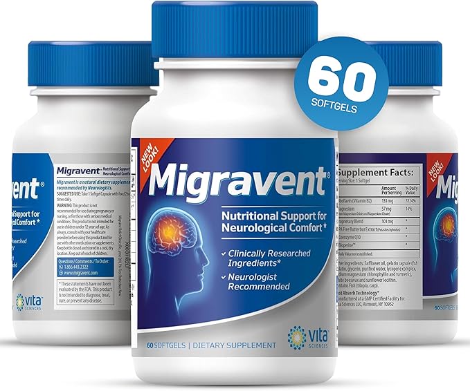 Vita Sciences Migravent – Advanced Nutritional Formula with Magnesium, CoQ10, Vitamin B2, and Butterbur for Brain and Circulatory Wellness – 60 Capsules