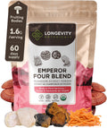 Organic Emperor 4 Powder Mushroom Blend Supplement 100g | Fruiting Body Extract Complex | With Lions Mane, Cordyceps, Chaga & Reishi | 20% Beta-D Glucans | Cognition, Immunity & Energy Support