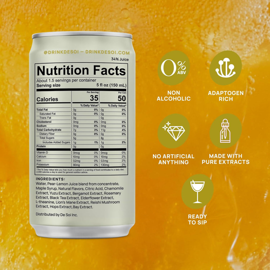 De Soi Variety Pack Mocktails NA Drinks 8 fl oz (12-pack) - Adaptogen Drink, Sparkling Drink with Calming Botanicals, Mocktail Drinks, Gluten Free, No Artificial Flavors