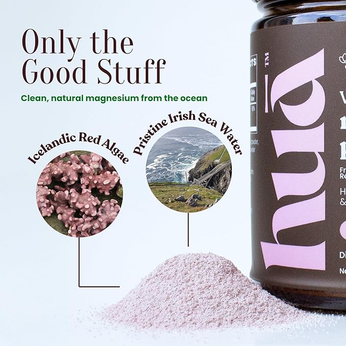 Whole Food Magnesium Powder (30 Servings) | from Ocean Sea Water & Icelandic Red Algae | Helps Sleep, Brain Function & Heart Health | Mixed Berry Flavor