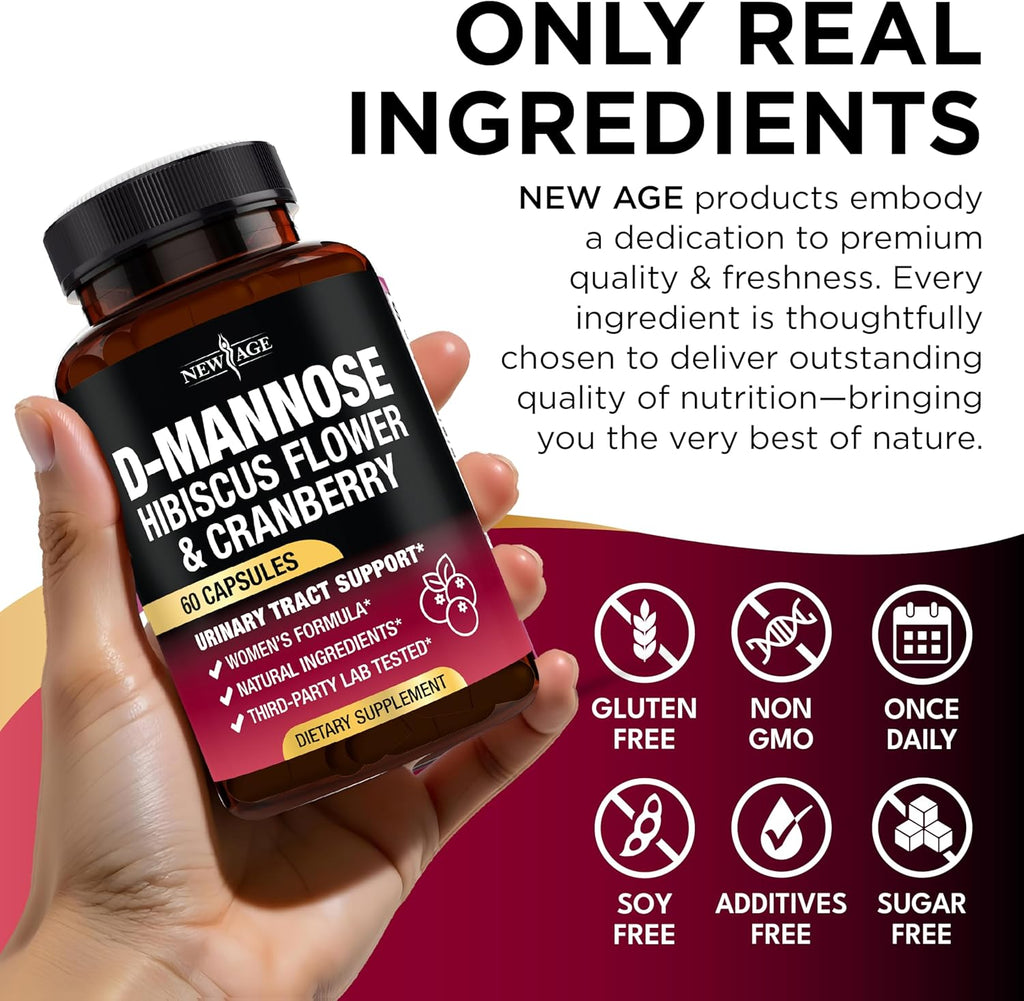D-Mannose with Cranberry & Hibiscus - High Strength for Urinary Tract Health - Supplement for Women - Bladder, Liver & Microflora Support - Made in USA - Vegan, 120 Capsules