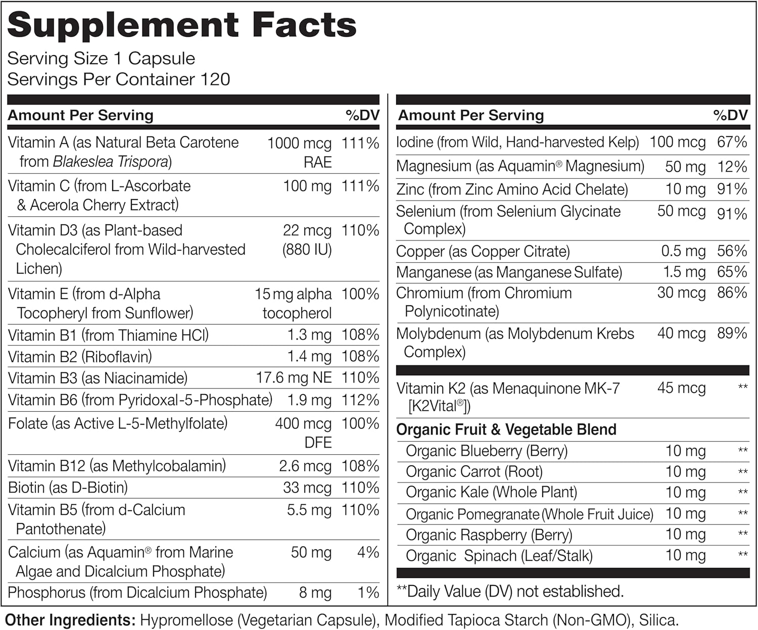 NATURELO Mens Multivitamins - One Daily Multivitamin for Men with Vitamins, Minerals & Organic Whole Foods, Boost Energy & Health, Non-GMO, 120 Vegetarian Capsules