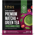 VINIA Premium Matcha + Green Tea Bags, Made with Organic Tea, Infused with Piceid Resveratrol for Heart Health, Nitric Oxide, Physical Energy, Alertness, Blood Flow, Keto, Kosher, NON-GMO. 30 Ct