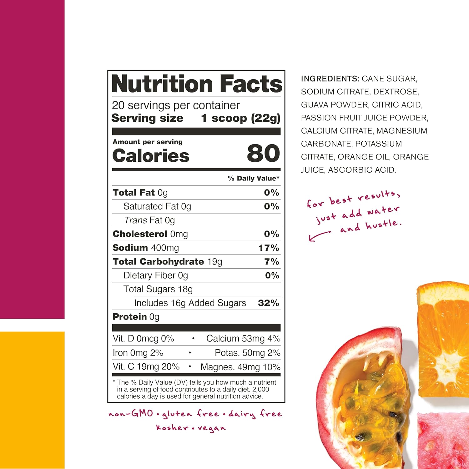 Skratch Labs Hydration Powder | Sport Drink Mix | Electrolytes Powder for Exercise, Endurance, and Performance | Passion Fruit Orange Guava | 20 Servings | Non-GMO, Vegan, Kosher