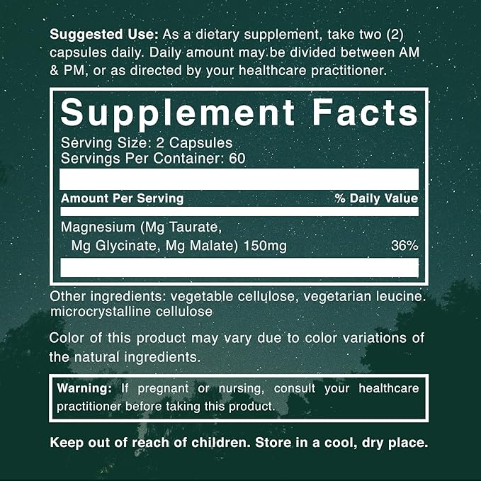 Natural Rhythm Triple Calm Magnesium 150 mg – 120 Capsules – Magnesium Complex Compound Supplement with Glycinate, Malate, and Taurate to Support Muscle, Nerve, and Cardiovascular Health