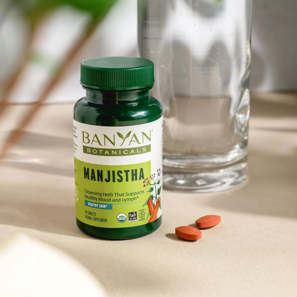 Banyan Botanicals Manjistha Tablets – Organic Skin Supplement – Natural Blood Cleanse & Healthy Lymphatic System Support* – 90 Tablets – Non-GMO Sustainably Sourced Certified Fair for Life Fair Trade