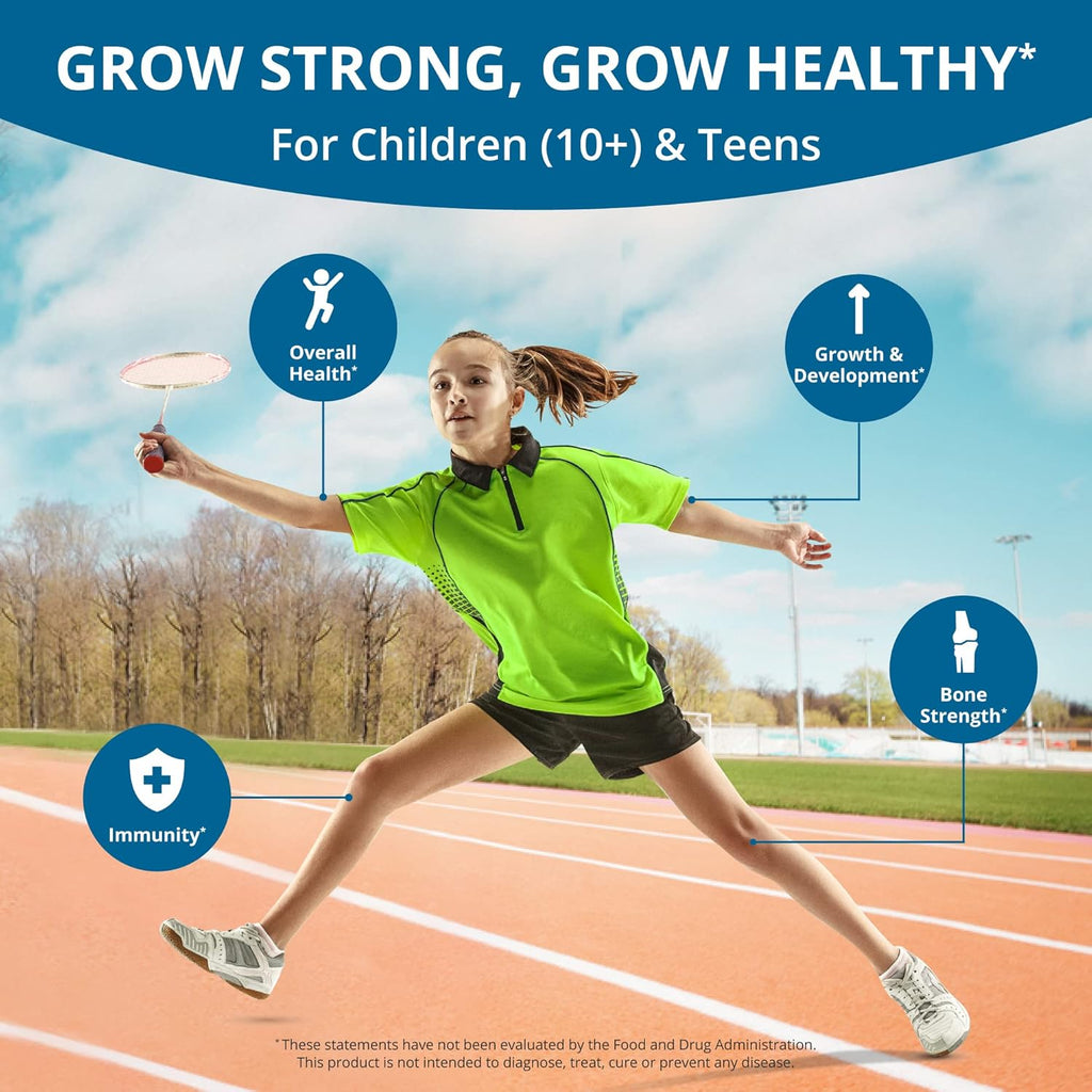 NuBest Grow Power Bone Strength - Premium Supplement for Age 10+ & Teens - Supports Bone Health,Bone Strength with Calcium, Vitamin D3, Phosphorus, Magnesium, Zinc & More - 3 Pack