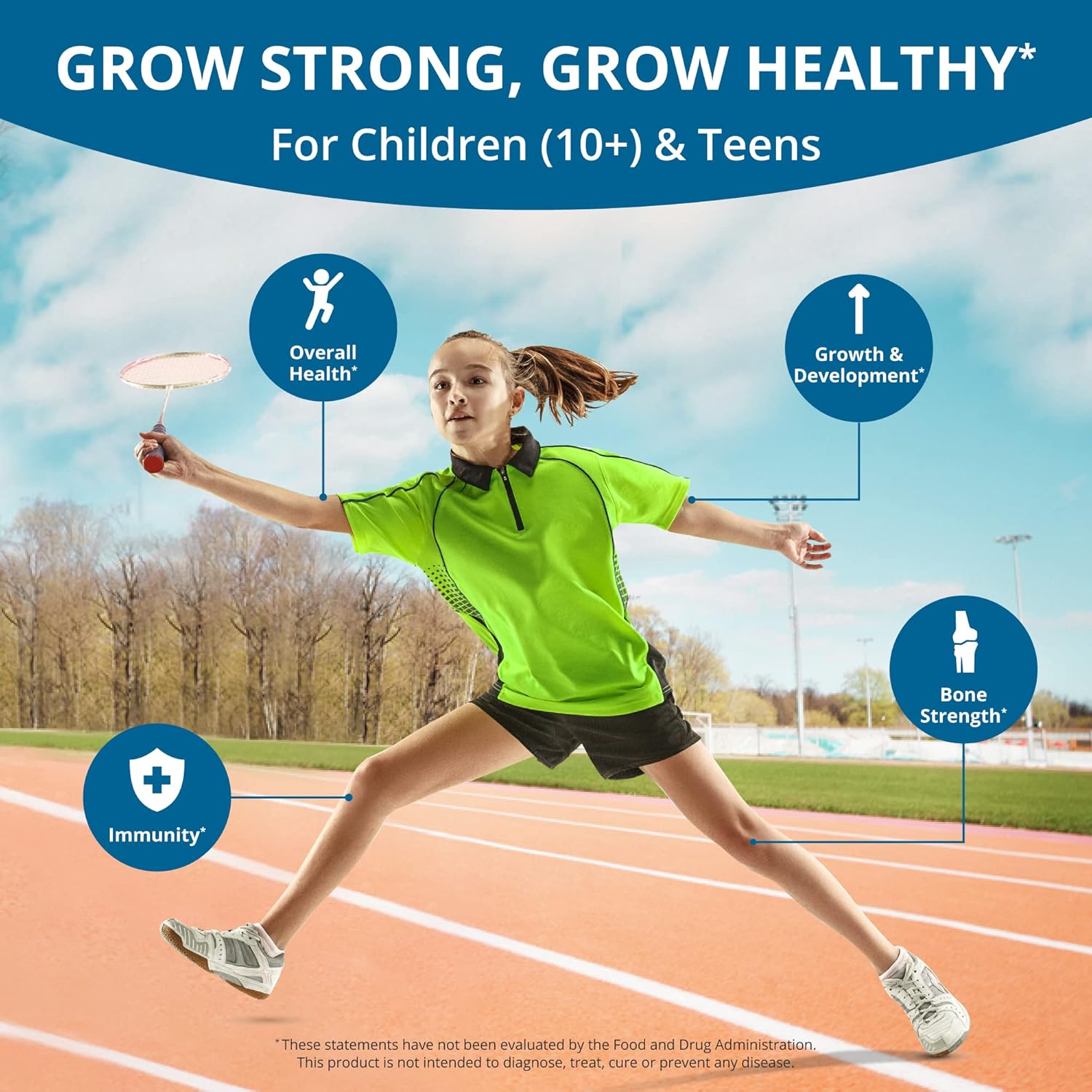 NuBest Grow Power - Powerful Supplement for Age 10+ & Teens - Supports Bone Strength, Stronger Bone and Overall Health with Calcium, Vitamin D3, Phosphorus, Magnesium, Zinc & More - 6 Pack