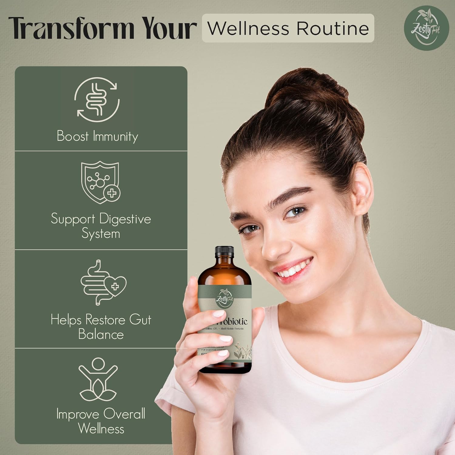 Liquid Probiotic - Natural Probiotic Blend with 50 Billion CFU - Helps Promote Immune Support & Gut Health for Men & Women - No Additives & Fillers -Vegan - Formulated in The USA, 17 fl oz