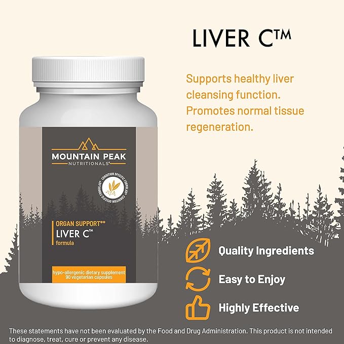Mountain Peak Nutritionals Liver C - Liver Support & Detox Supplement - w/Milk Thistle (Siliphos®), Turmeric, and Mushroom Blend - Promotes Healthy Liver Function & Energy (90 Vegetarian Capsules)