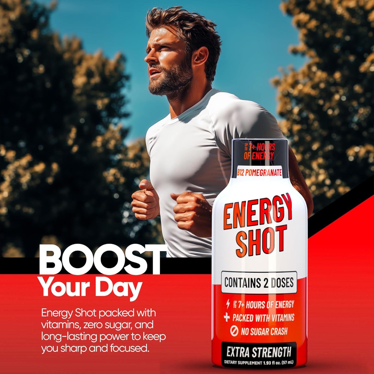 B12 Açaí Pomegranate Extra Strength Energy Shot 12 pk – 260mg Natural Caffeine B12 B6 – Energy & Vitality Support – 2 Servings Sugar Free Zero Calorie Green Tea B-Vitamins Electrolytes Vegan – 1.93 fl oz