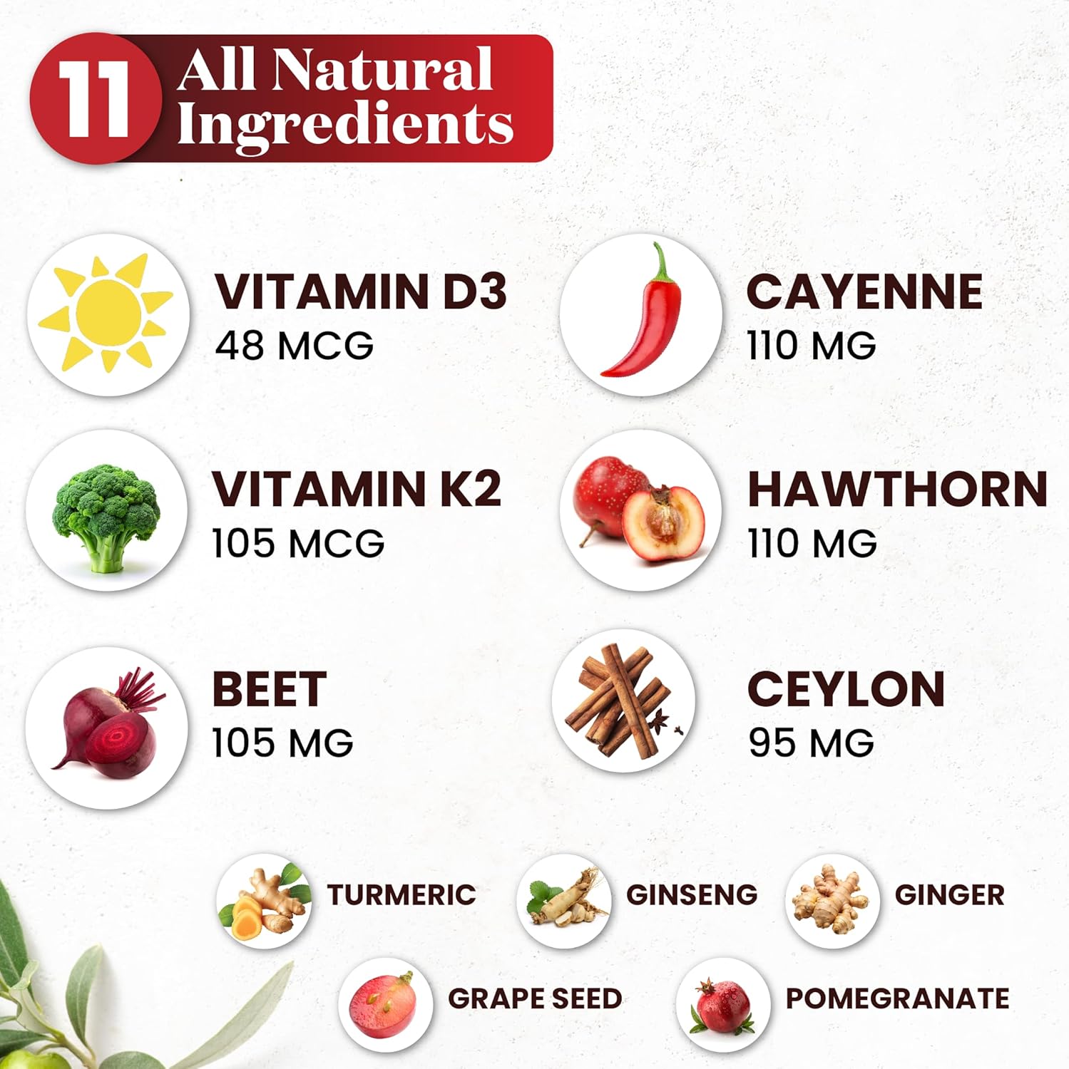 Cayenne Pepper Supplement Liquid Drops + Hawthorn Berry, Vitamin D3 K2 Beet Root Powder, Ceylon Cinnamon, Turmeric Curcumin, Organic Panax Ginseng - 4 OZ