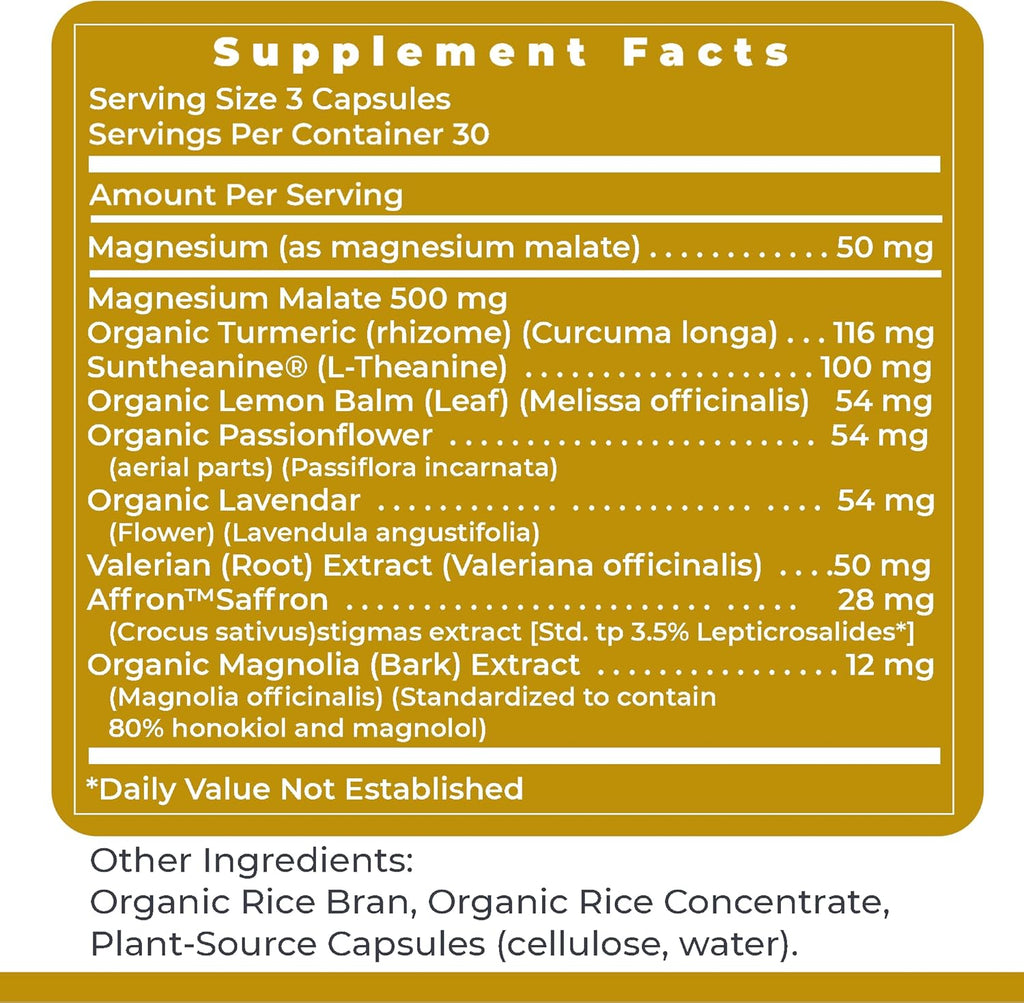 Premier Research Labs Tranquinol - Natural Sleep Aid Supplement for Deep Sleep Support and Calm Mind | Magnesium, Turmeric, Lemon Balm & Saffron Extract - Pure Vegan - 90 Plant-Source Capsules