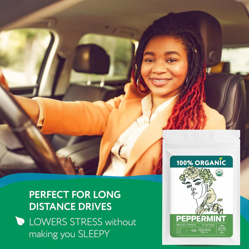 Organic Peppermint Tea Bags (40 TeaBags) - Peppermint Tea Organic - Te de Menta Organico Natural - Herbal Tea for Energy, Digestion, Nausea, Motion Sickness, Respiratory Support, Stress Relief