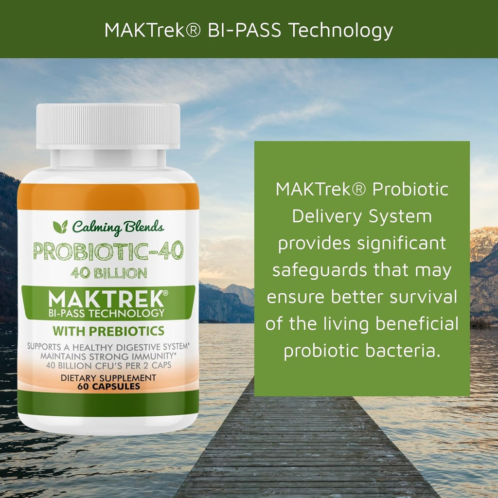 Probiotic, 40 Billion CFU, Bi-Pass Delivery System for Maximum Effectiveness, Shelf Stable, 60 Vegetable Capsules