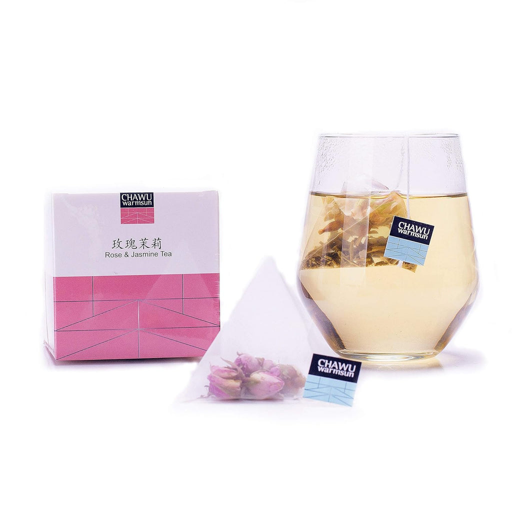 ChaWuWarmSun Rose & Jasmine Tea Bags,16 Tea bags,8 Count/Box(Pack of 2),Natural Rose Tea Bud with Jasmine Green Tea loose leaf