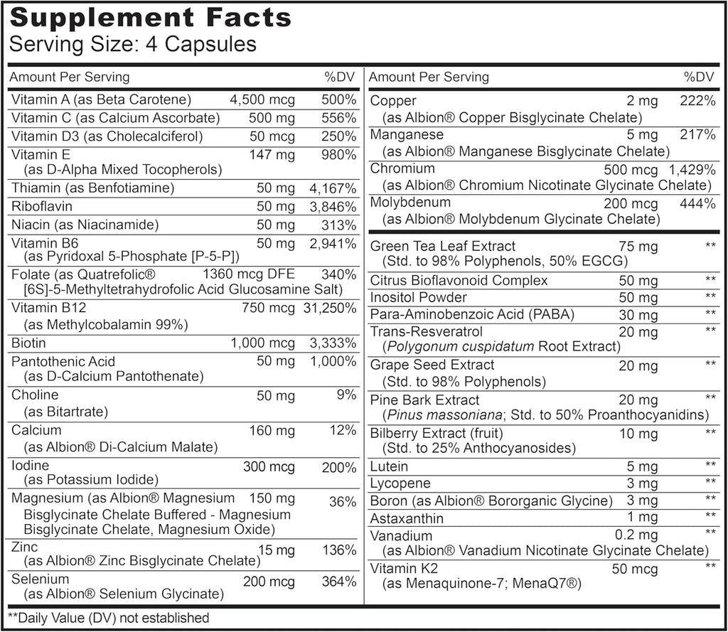 LIVELY VITAMIN CO. Multivitamin - 37 Vitamins Minerals and Extracts - Energy - Memory - Immune Function - Heart- Brain - Focus - Mood - Antioxidants - Dairy Gluten Soy Free - 240 Vegetarian Capsules
