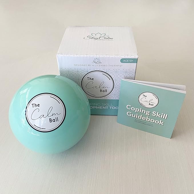 The Calm Ball – Therapist-Designed Coping Skills Magic 8 Ball with 20 Calming Strategies & Guidebook – Emotional Regulation Tool & Mental Health Gift for Teens, Adults, Therapists & Classrooms