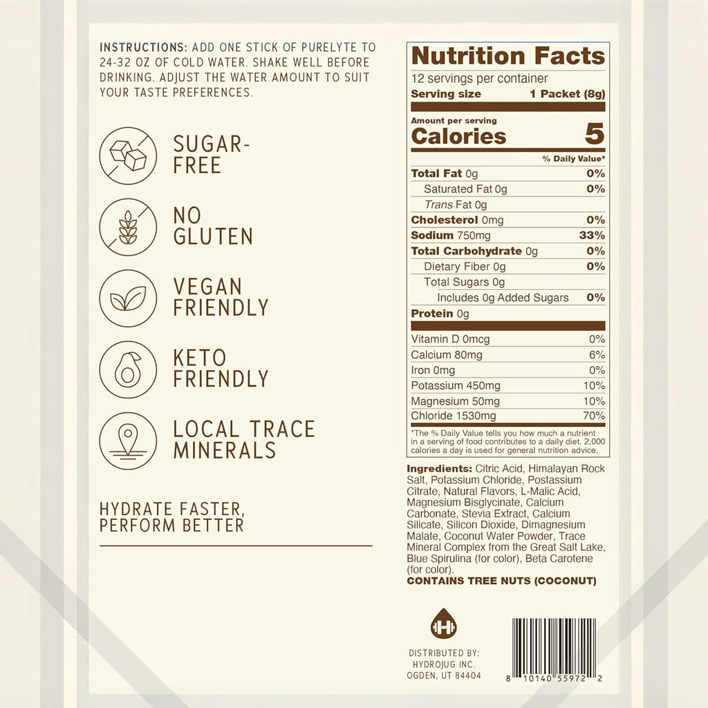 Electrolyte Drink Mix – Sugar-Free Hydration Powder Packets – Clean Electrolytes with Trace Minerals – Keto, Vegan, Gluten-Free – No Artificial Sweeteners – 30 Sticks – Coconut Lime
