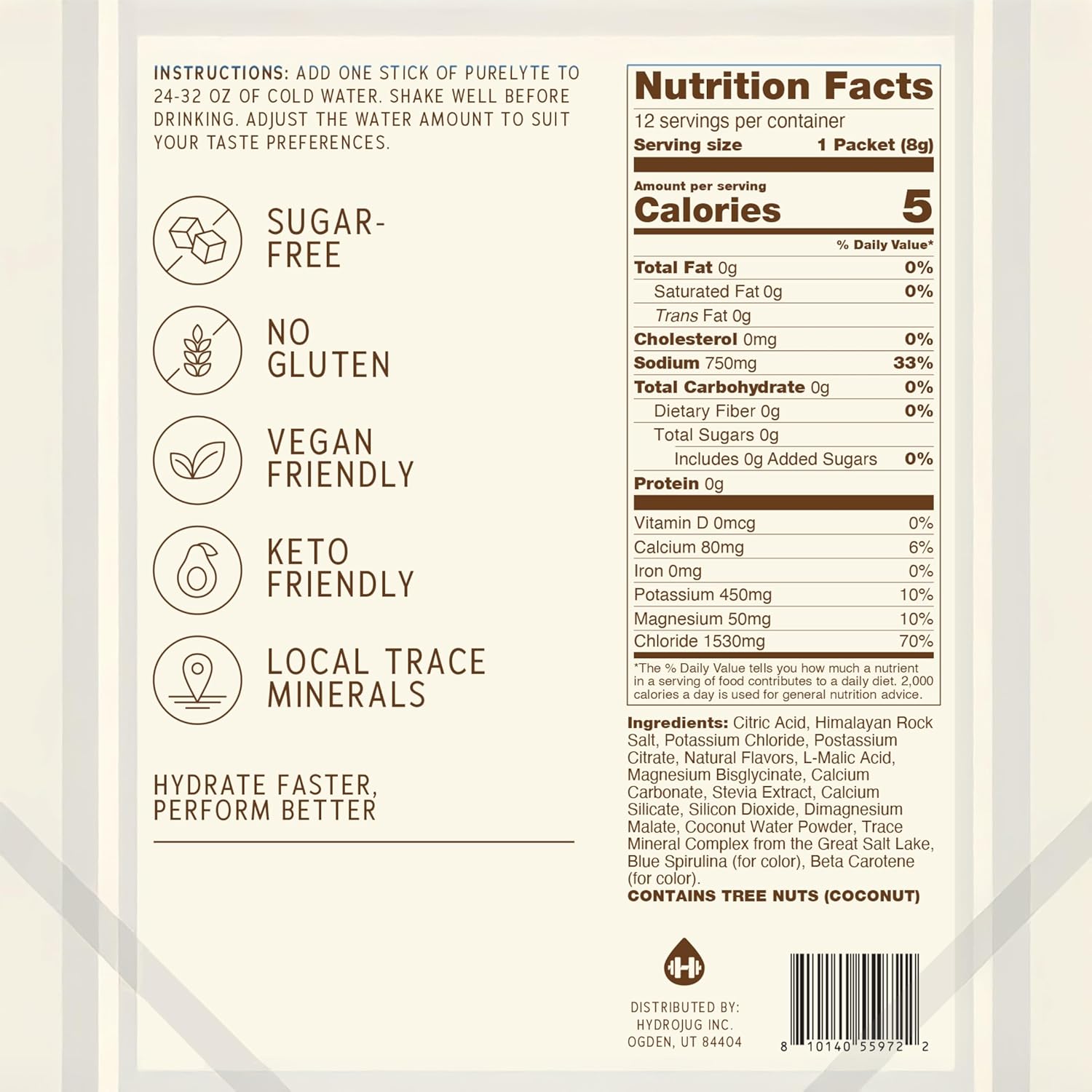 Electrolyte Drink Mix – Sugar-Free Hydration Powder Packets – Clean Electrolytes with Trace Minerals – Keto, Vegan, Gluten-Free – No Artificial Sweeteners – 30 Sticks – Coconut Lime
