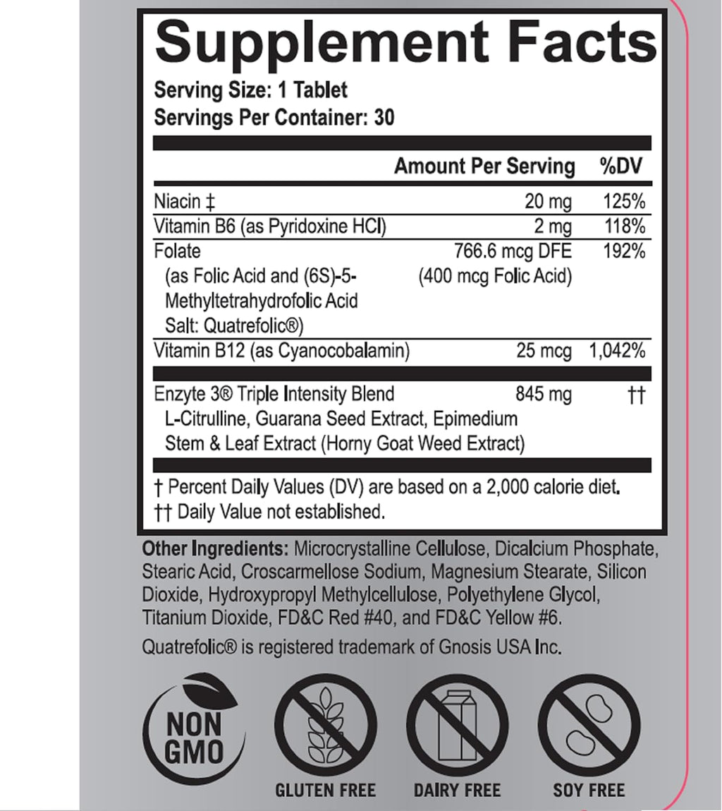 Enzyte3® Natural Male Enhancement Supplement for Energy and Endurance - L-Citrulline, Epimedium, Guarana Seed Extract, & Horny Goat Weed and More 30 Day Supply - 12 Pack Bundle