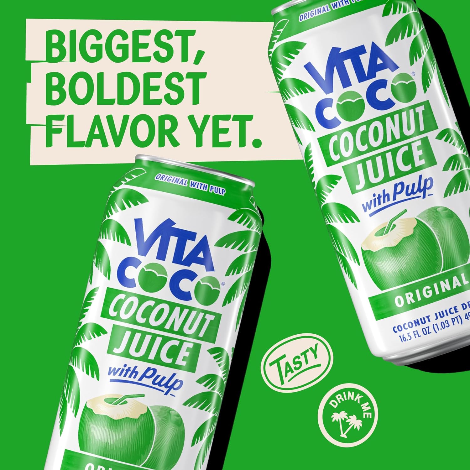 Vita Coco Coconut Juice, Original with Pulp | Big, Bold Coconut Taste | Natural Electrolytes | Sweet, Refreshing Hydration | 16.9 oz can (Pack of 12)