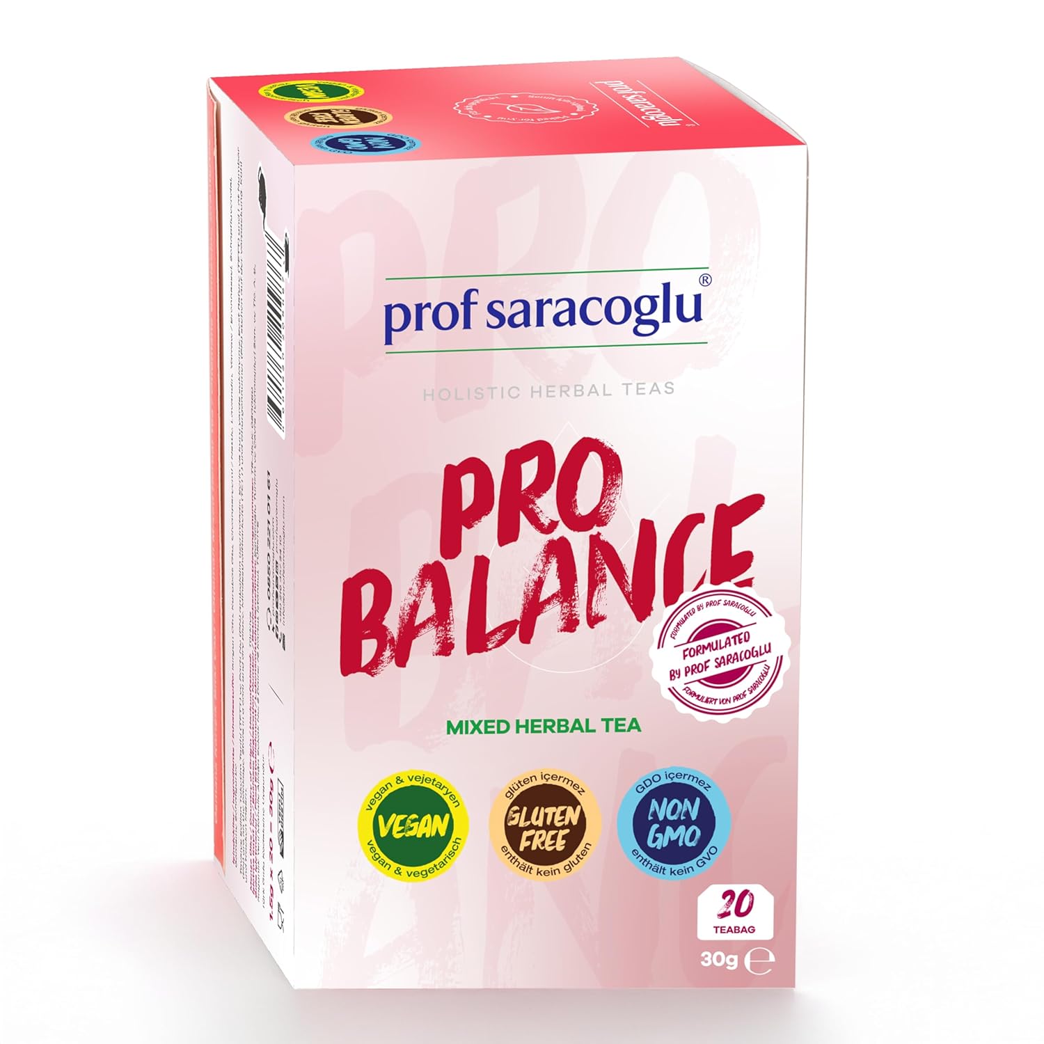 Prof Saracoglu Pro Balance Mixed Herbal Tea | Caffeine-Free Tea Bags | Blood Pressure Tea & Blood Sugar Tea for Healthy Blood Pressure & Blood Sugar Support | 20 Counts Mixed Herbal Tea Bags