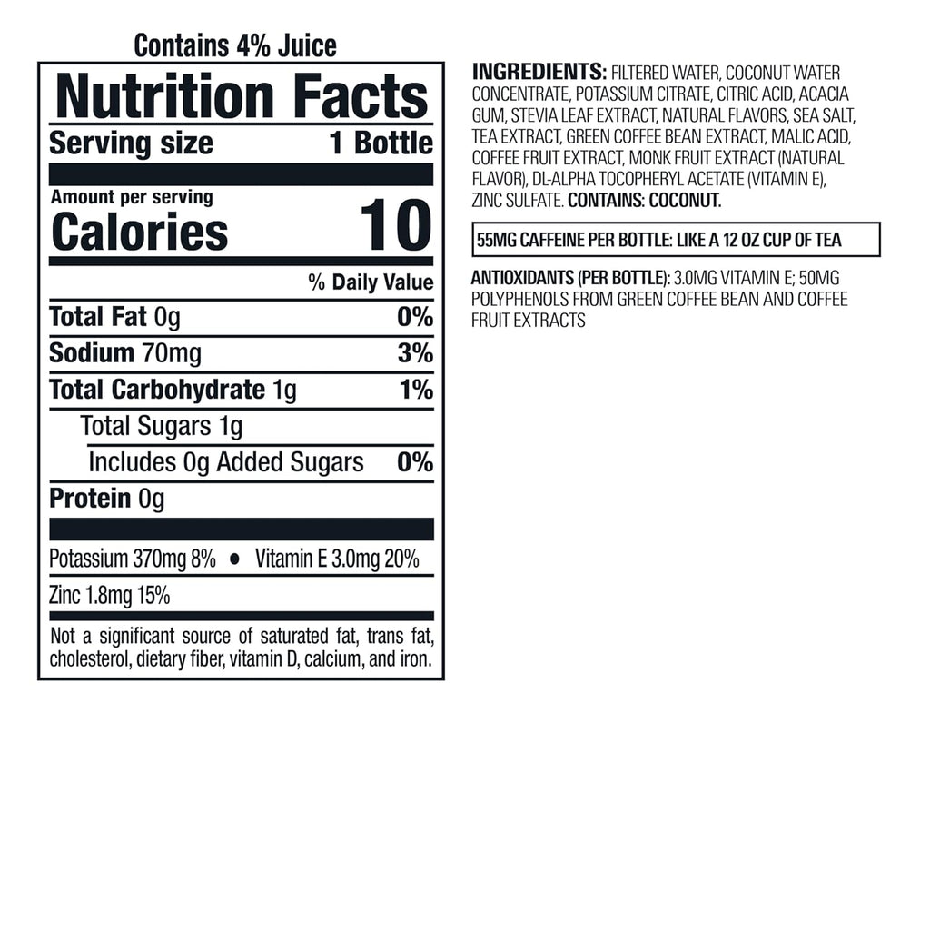 Bai Antioxidant Infused Water Beverage, Molokai Coconut, with Vitamin C and No Artificial Sweeteners, 18 Fluid Ounce Bottle, 6 Pack