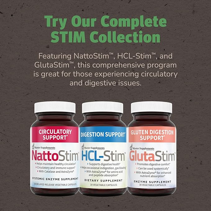 Master Supplements HCL-Stim - 30 Vegetable Capsules - Provides Digestive Support + Gas & Bloating Relief - Vegan, Gluten Free - 30 Servings