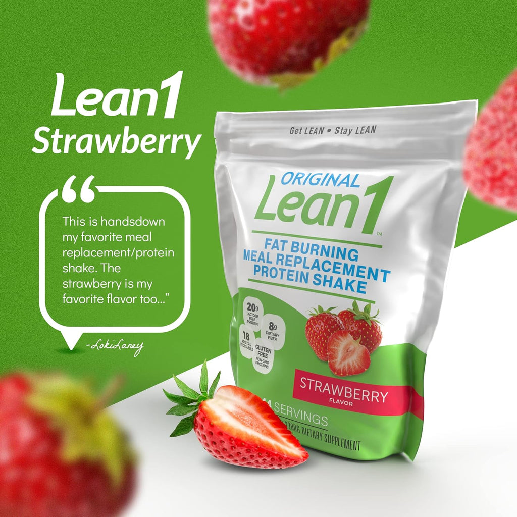 Lean1 Meal Replacement Protein Shake, Strawberry Flavor, 44 Servings in 5 Pound Bag