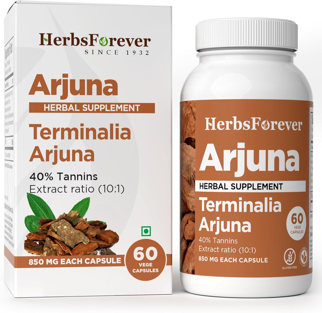 Arjuna Terminalia Arjuna Traditional Wellness Supplement 60 Vege Capsules